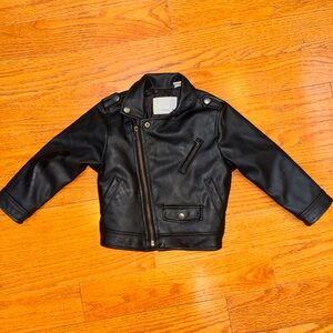💜Zara Black Faux Leather Moto Jacket - Baby